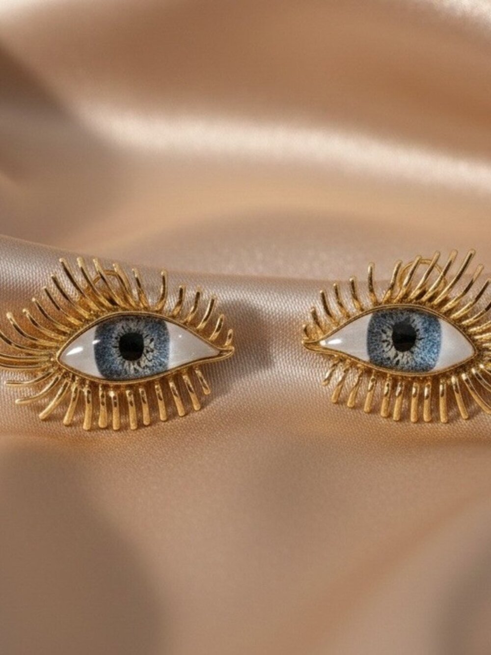 Eye Schiaparelli STYLE Earrings Museum Evil Boho Gold Stud CZ
